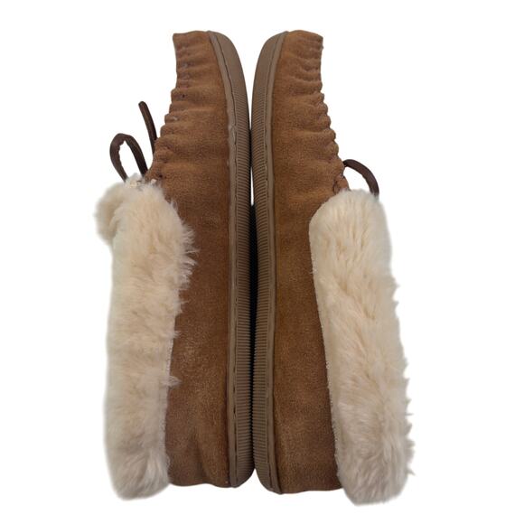 J. Crew Suede Leather Faux Fur Sherpa Lined Slip On Cozy Slippers Women's Size 7 - Picture 6 of 10